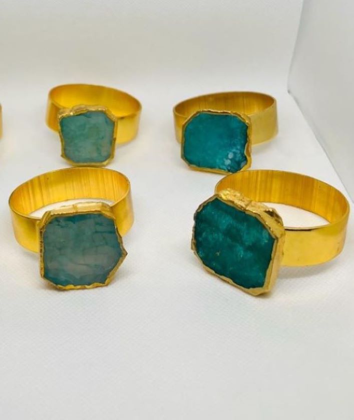 Home Arte | Natural Agate Stone Napkin Ring (set of 6)