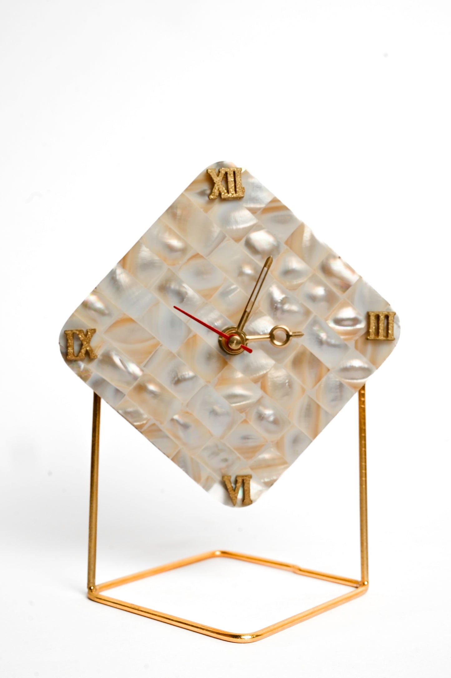 Mother of Pearl Diamond Shape Desktop Clock