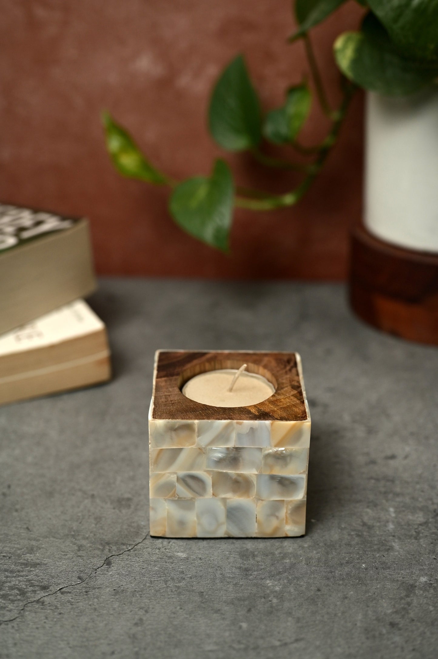 Mother-of-Pearl (MOP) Tea light Candle Holder (set of 2)