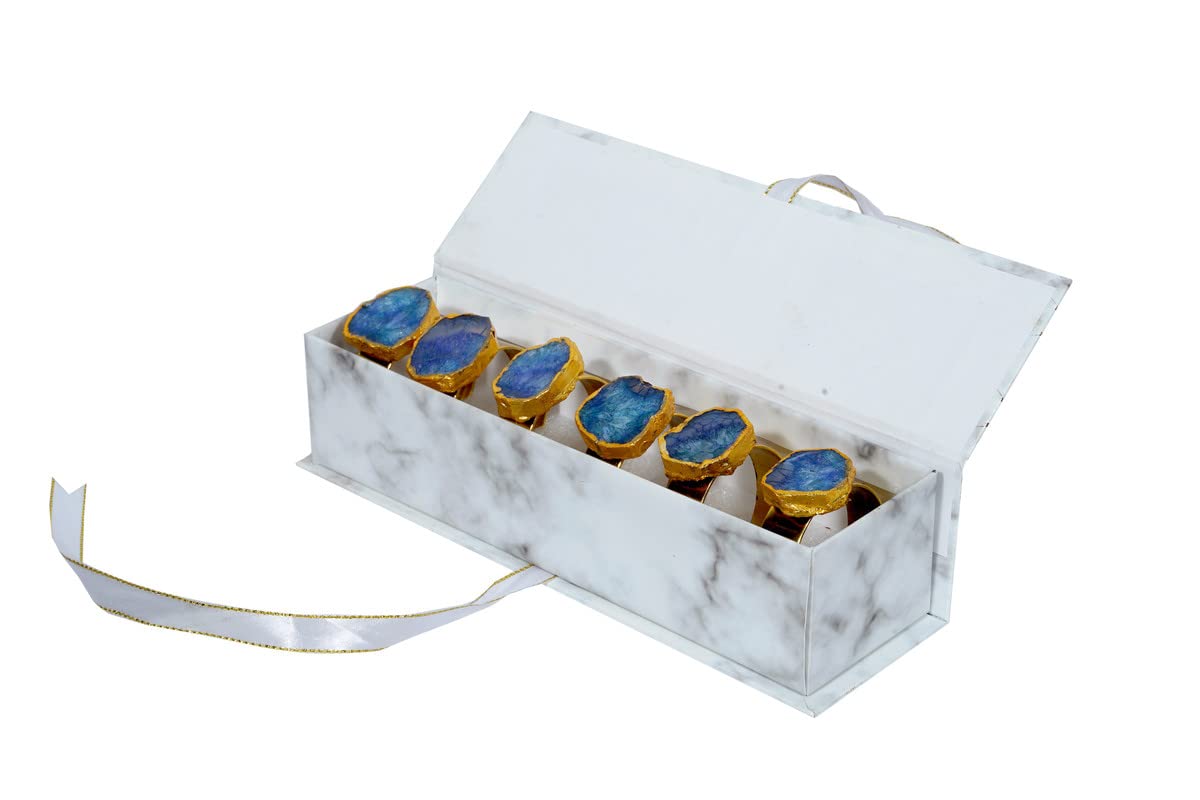 Home Arte | Natural Agate Stone Napkin Ring (set of 6)