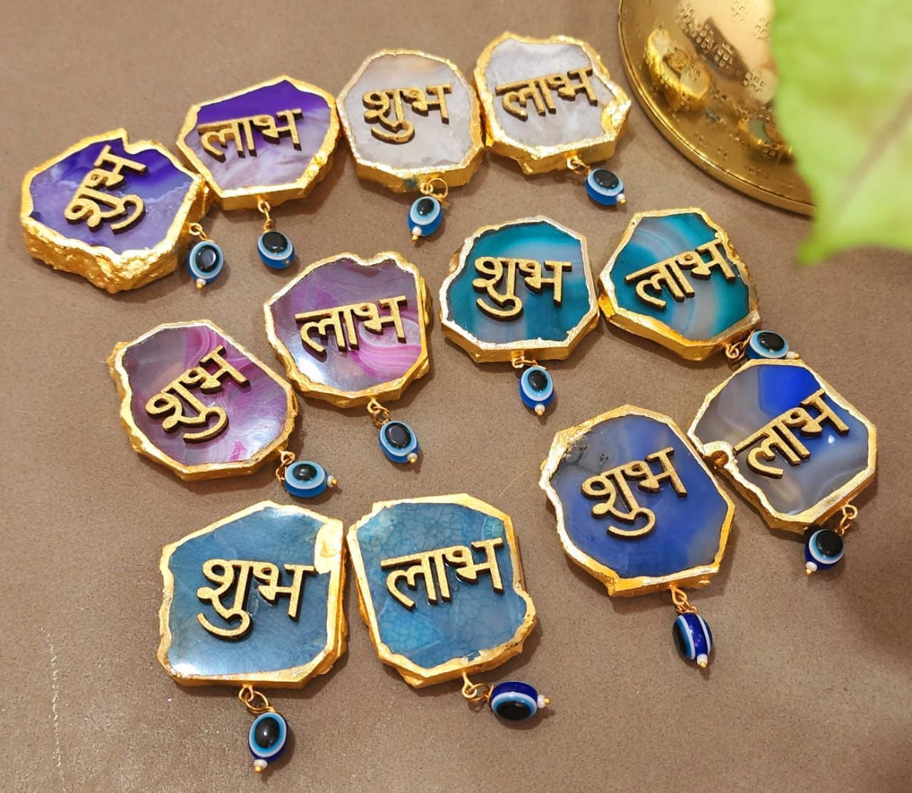 Agate Stone Shubh Labh with Evil Eye Protection