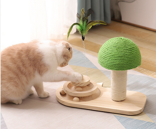 Pet Cat Tree Toys Claw Scratcher Double Sisal Balls
