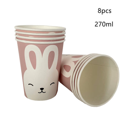 Easter Rabbit Paper Plate Eggs Bunny Paper Cup Plates Happy Easter Party Supplies Easter Gift