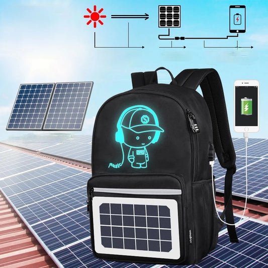 Fashion Backpack Solar Powered Charging Backpack Waterproof Oxford Large School Backpack for Teenagers Schoolbag Trend