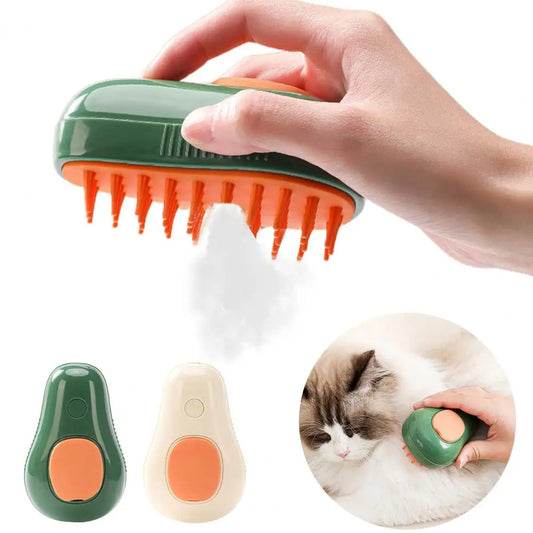 Steamy Cat Brush Cat Dog Grooming Comb Electric Self Cleaning Steam Cat Brush For Massage Avocado Shape Pet Spray Cat Grooming