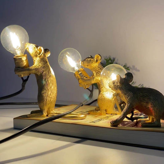 Creative Nordic Resin Mouse Table Lamp Desk LED Night Lights Small Mini Rat Desk Lamps