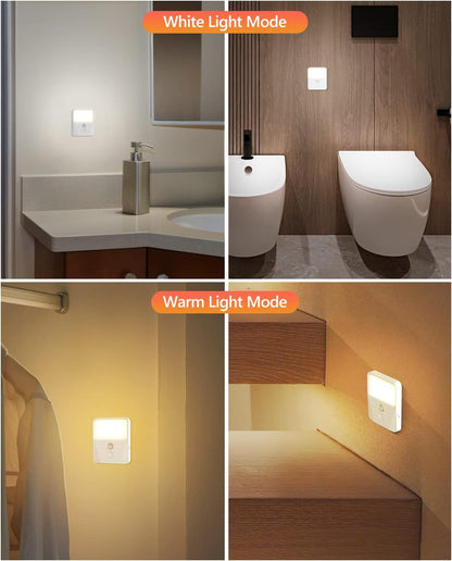 LED Night Lights, 3 Color Temperatures Motion Sensor Night Light, Rechargeable Battery Dimmable Night Light, Under Cabinet Lights, Wireless Wall Lights For Bedroom, Bathroom, Stairs, Hallway, 2 Packs