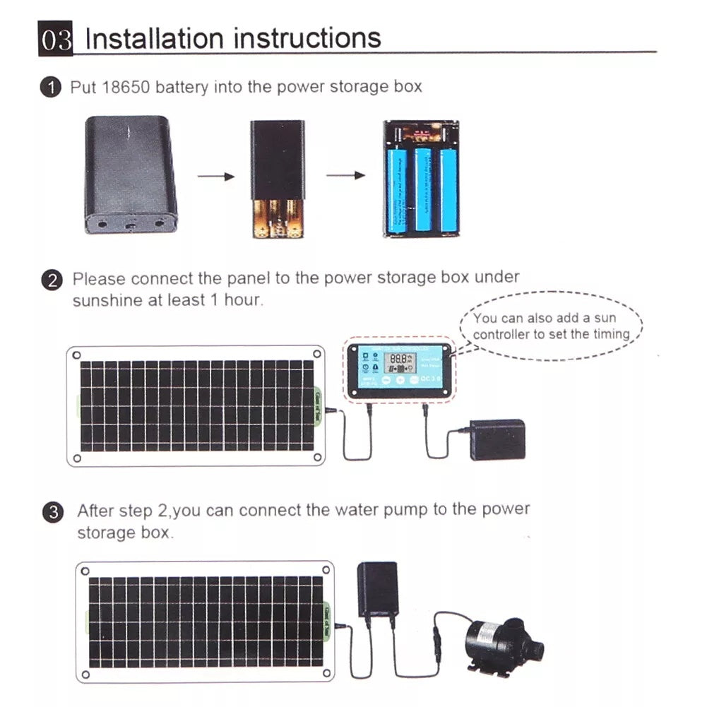 Solar Panel Powered Water Feature Garden Pool Pond Aquarium Fountain