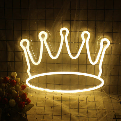 Hot Sale Internet Celebrity Atmosphere Luminous Crown Neon Light Ins Wind Decorative LED Lights Custom