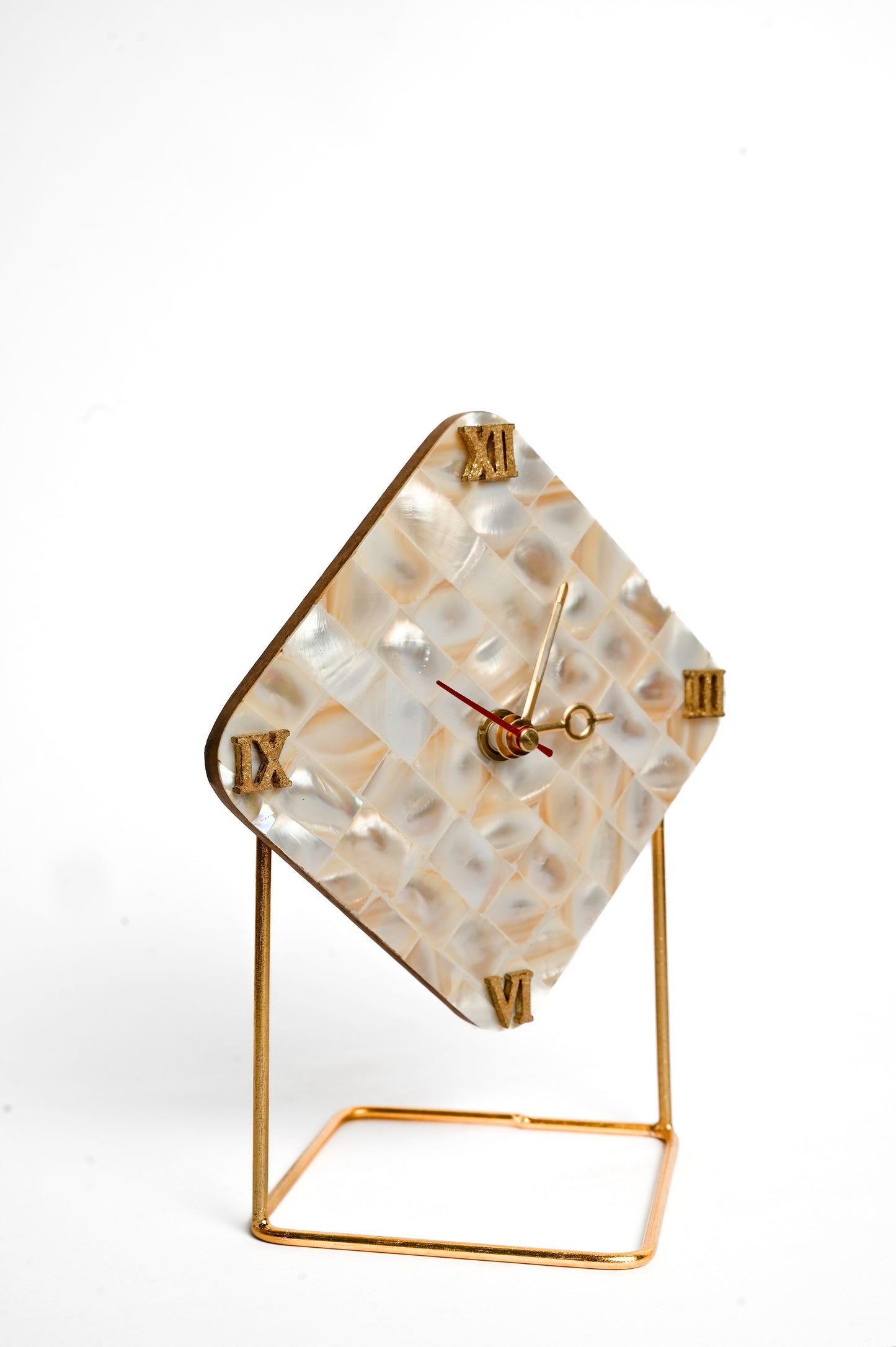 Mother of Pearl Diamond Shape Desktop Clock