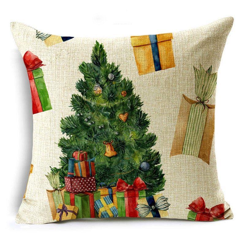 Linen Christmas Throw Pillow Cover