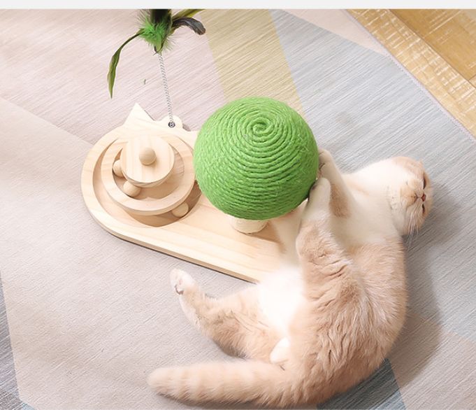 Pet Cat Tree Toys Claw Scratcher Double Sisal Balls